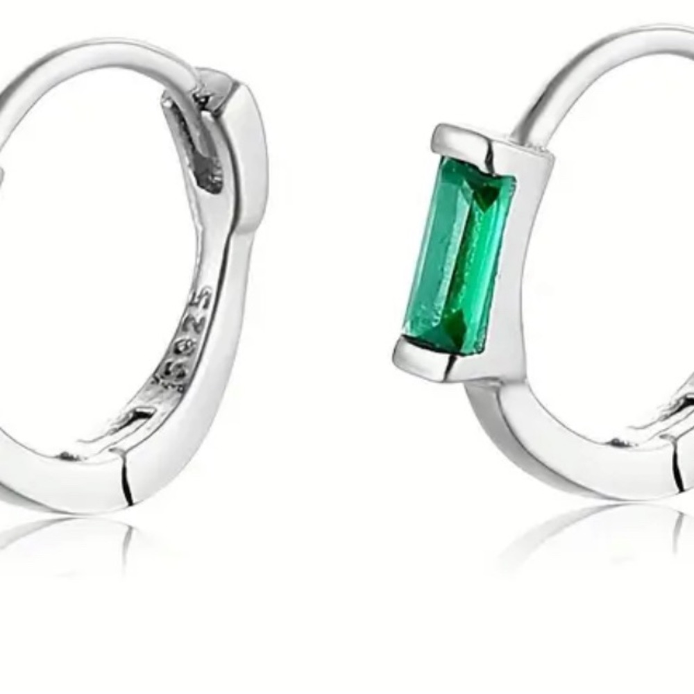 Elegant Silver and Green Hoop Earrings